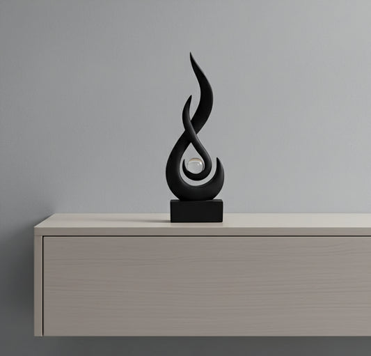 Abstract Black Flame Sculpture - Symbol of Vitality & Freedom
