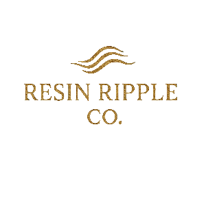 Logo of Resin Ripple Co. with wavy lines on a beige background - handcrafted resin art & curated finds