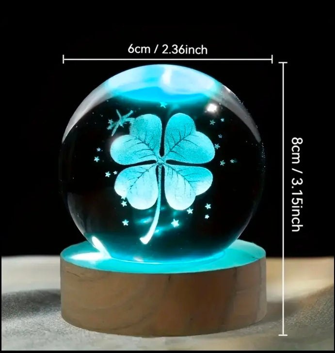 Enchanting 7-Color Four-Leaf Clover Crystal Ball Night Light