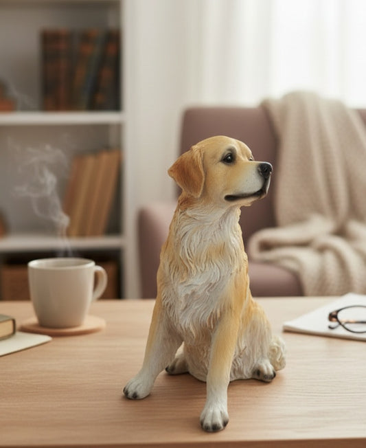 Charming Resin Golden Retriever Dog Statue | Indoor & Outdoor Decor Figurine