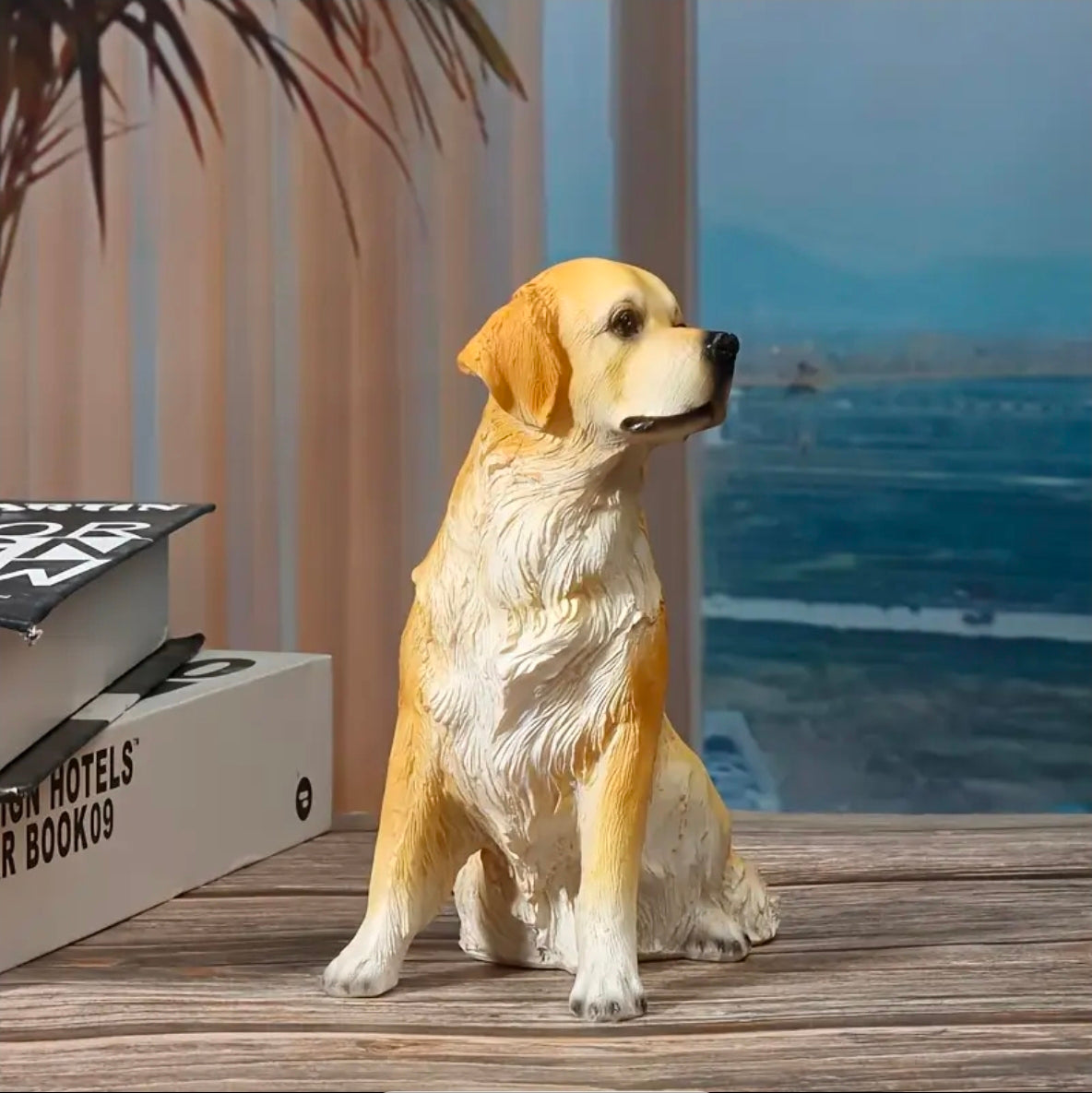 Charming Resin Golden Retriever Dog Statue | Indoor & Outdoor Decor Figurine