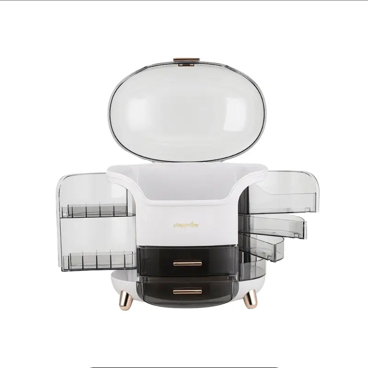 Portable Makeup Case with Lid | Skincare & Vanity Organiser | Travel Beauty Storage Box