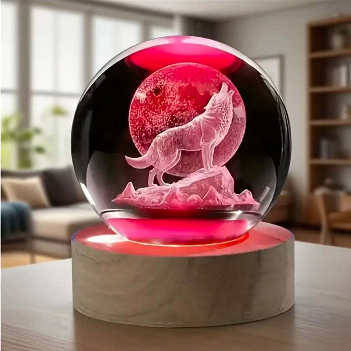 Striking 3D Wolf Howl Night Light with Purple Glow