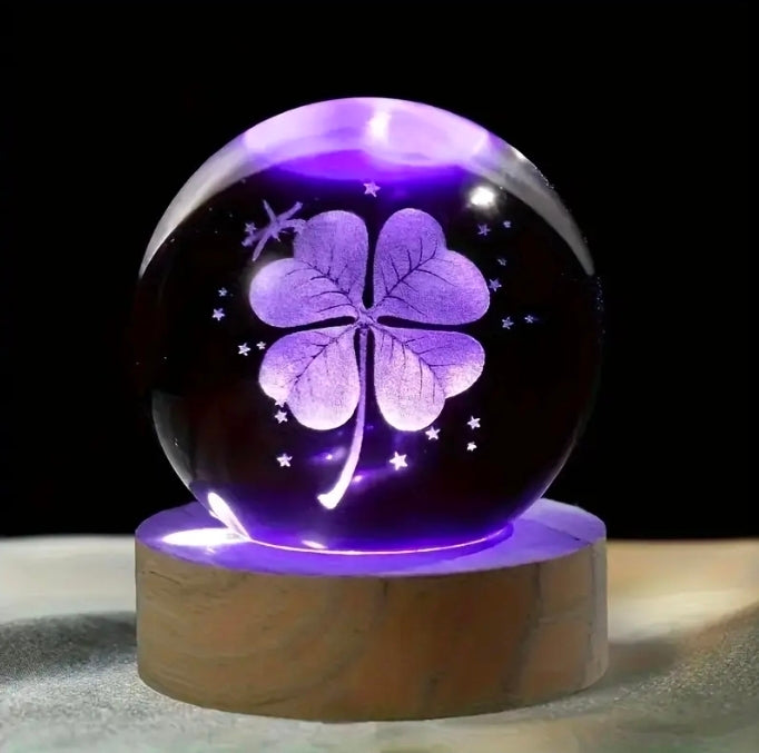 Enchanting 7-Color Four-Leaf Clover Crystal Ball Night Light