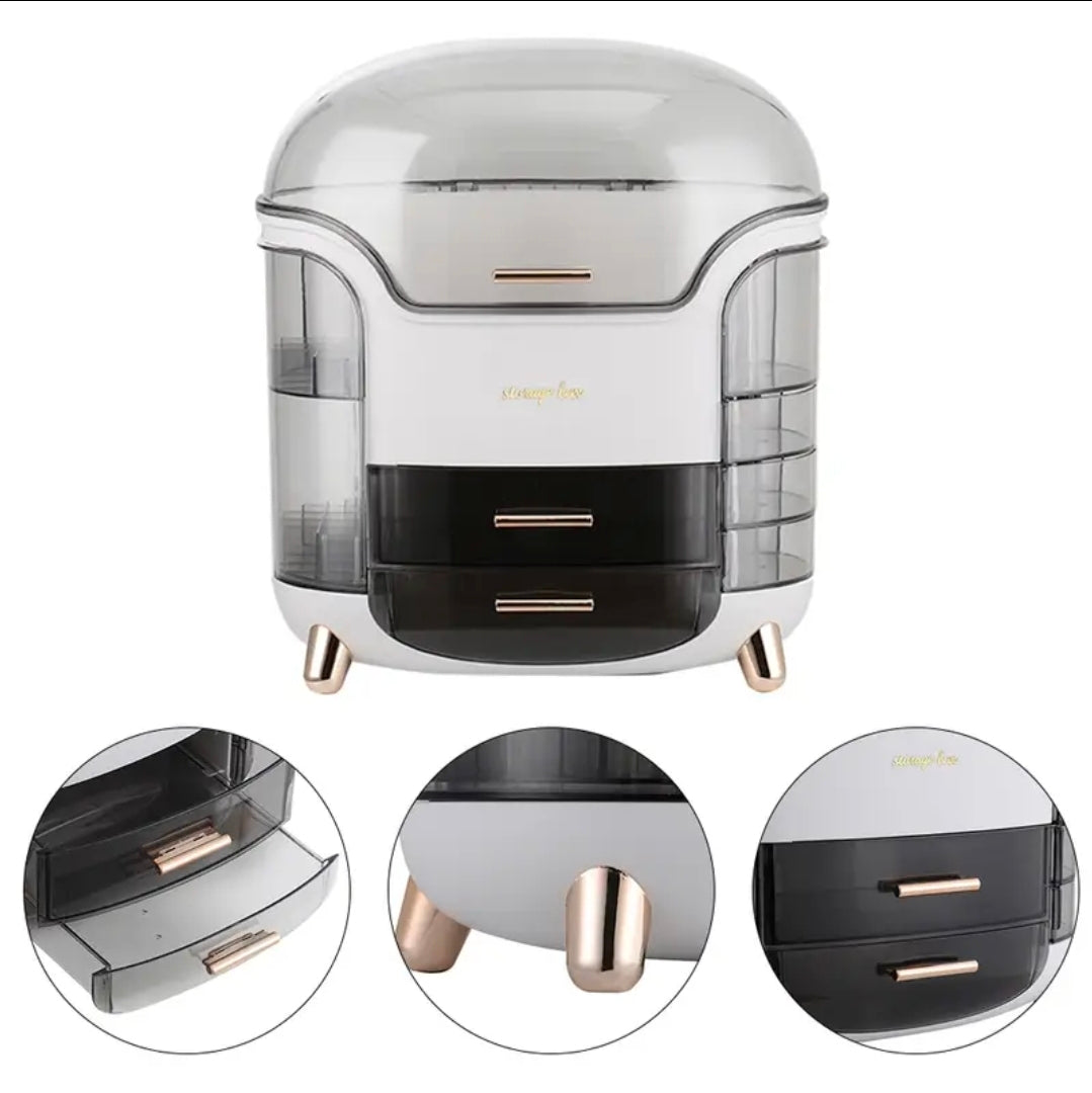 Portable Makeup Case with Lid | Skincare & Vanity Organiser | Travel Beauty Storage Box