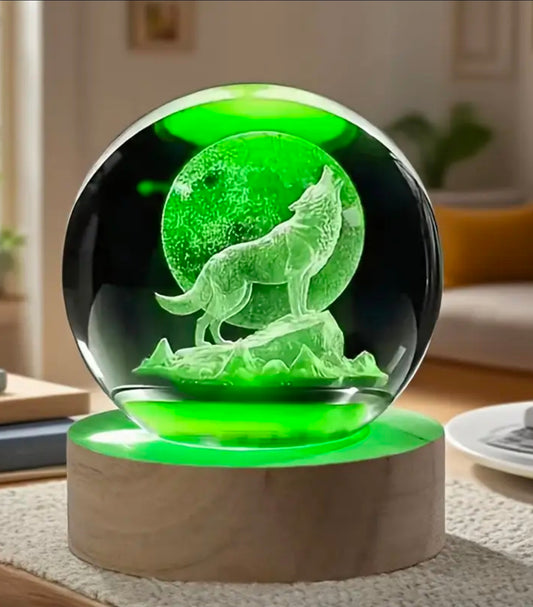 Striking 3D Wolf Howl Night Light with Purple Glow