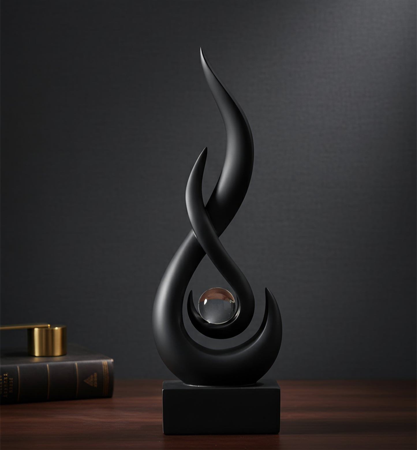 Abstract Black Flame Sculpture - Symbol of Vitality & Freedom