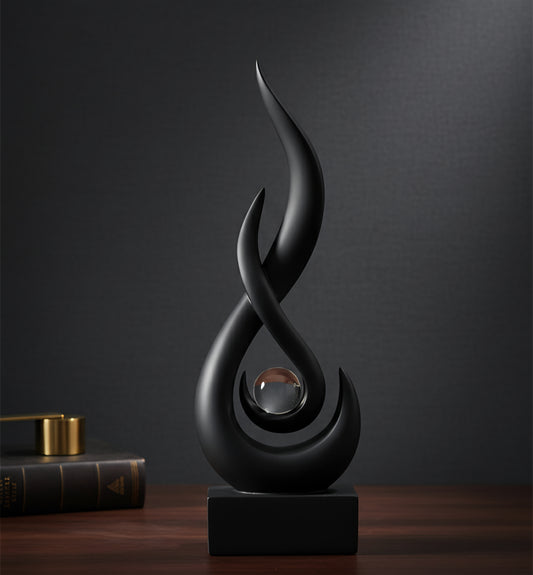 Abstract Black Flame Sculpture - Symbol of Vitality & Freedom