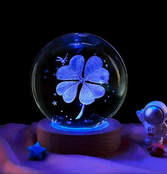 Enchanting 7-Color Four-Leaf Clover Crystal Ball Night Light