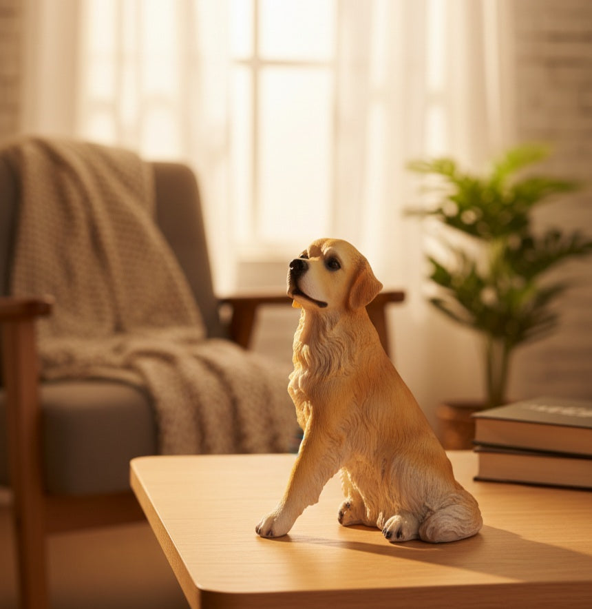 Charming Resin Golden Retriever Dog Statue | Indoor & Outdoor Decor Figurine