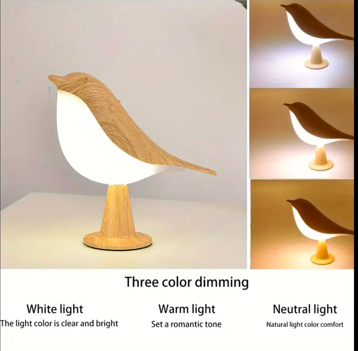 Charming Deco Style Bird LED Table Lamp: Touch-Controlled Brilliance