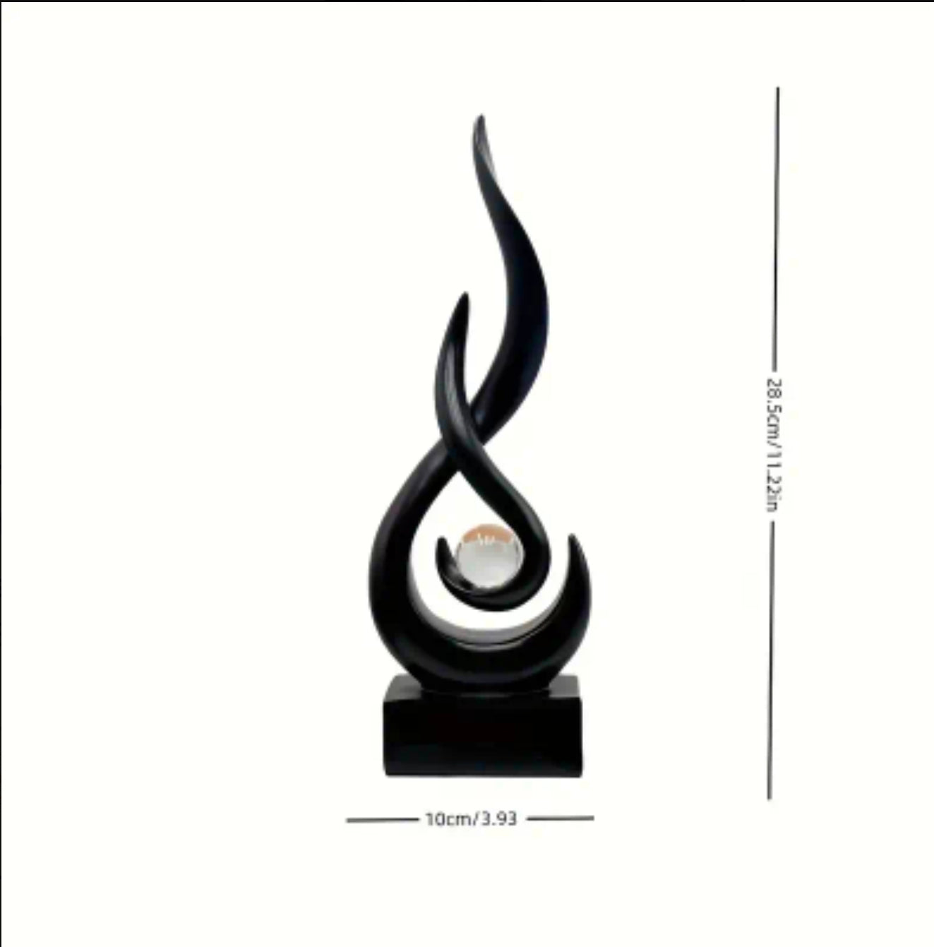 Abstract Black Flame Sculpture - Symbol of Vitality & Freedom