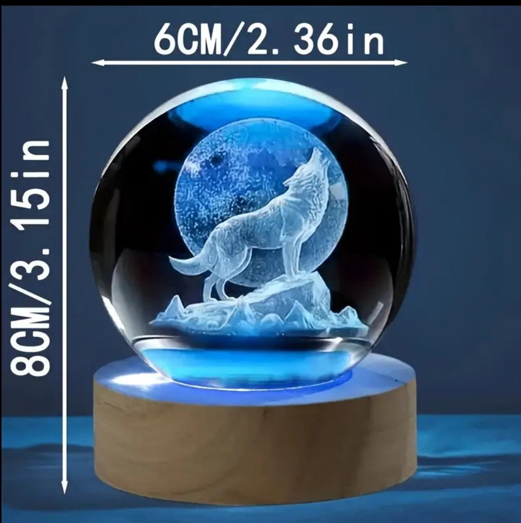 Striking 3D Wolf Howl Night Light with Purple Glow