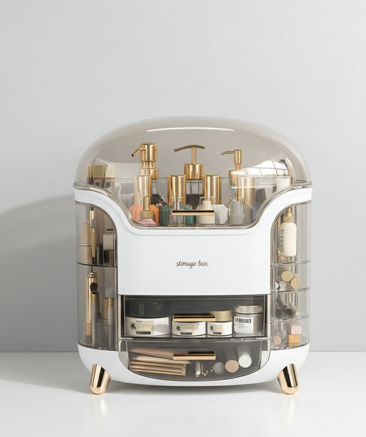 Portable Makeup Case with Lid | Skincare & Vanity Organiser | Travel Beauty Storage Box