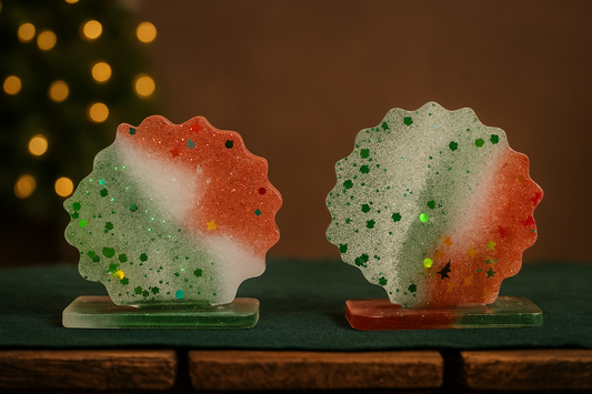 Handmade Glitter Resin Christmas Ornament 2pcs Set